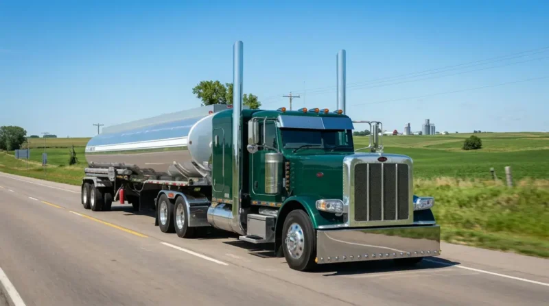 Green truck liquid tanker trailer-flip